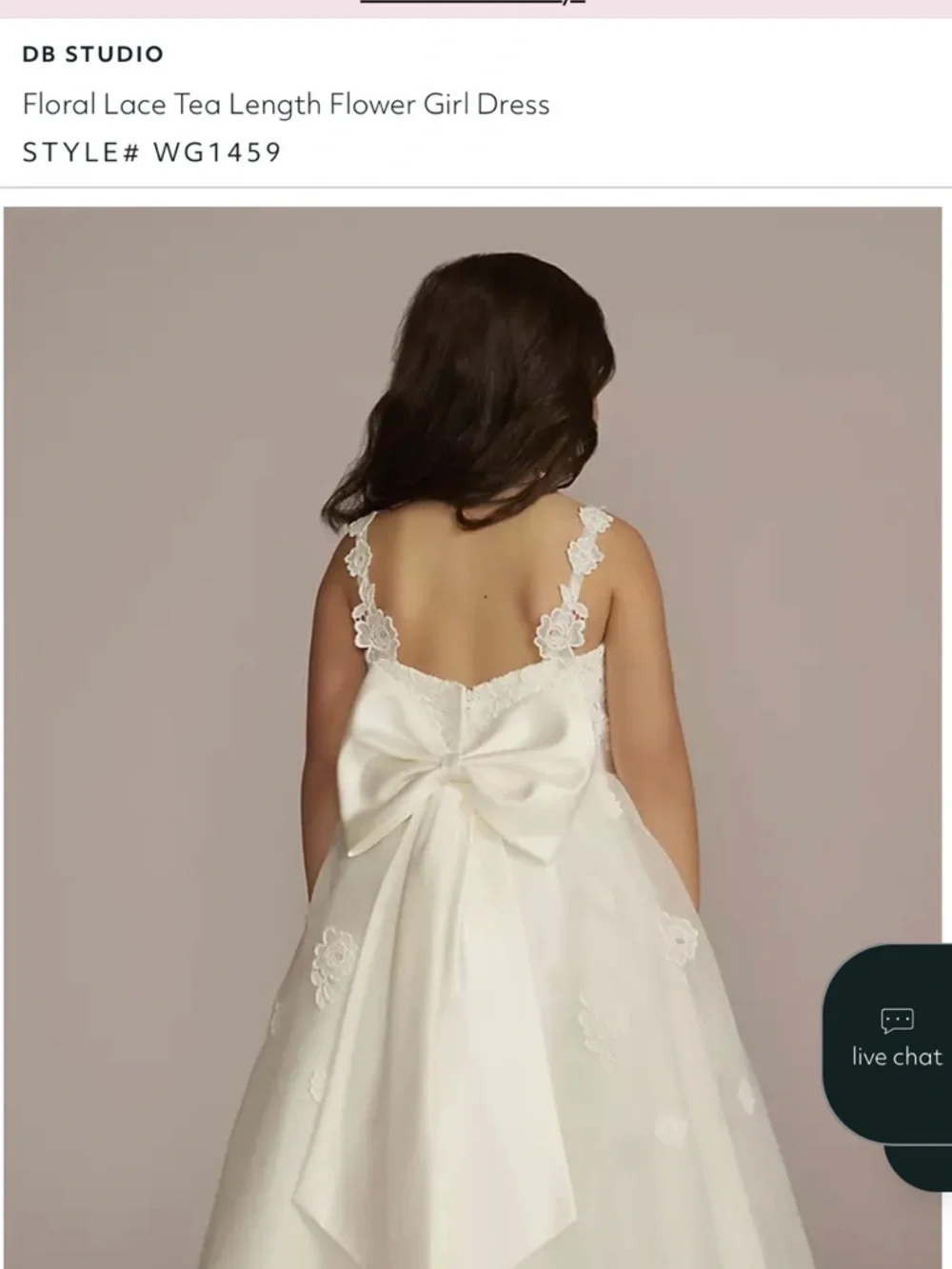 David's Bridal Ivory Floral Lace Tea Length Flower Girl Dress- Size 5 - Picture 12 of 13